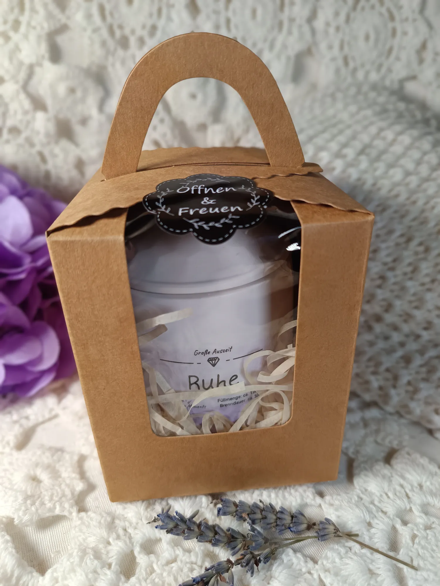 Seelen-Moment "Freude" mit Citrin-Heilsteinen, Salted-Grapefruit Duft & Ritual-Begleitkarte - ca. 160ml - ca. 30 Std. Brenndauer - handgemacht