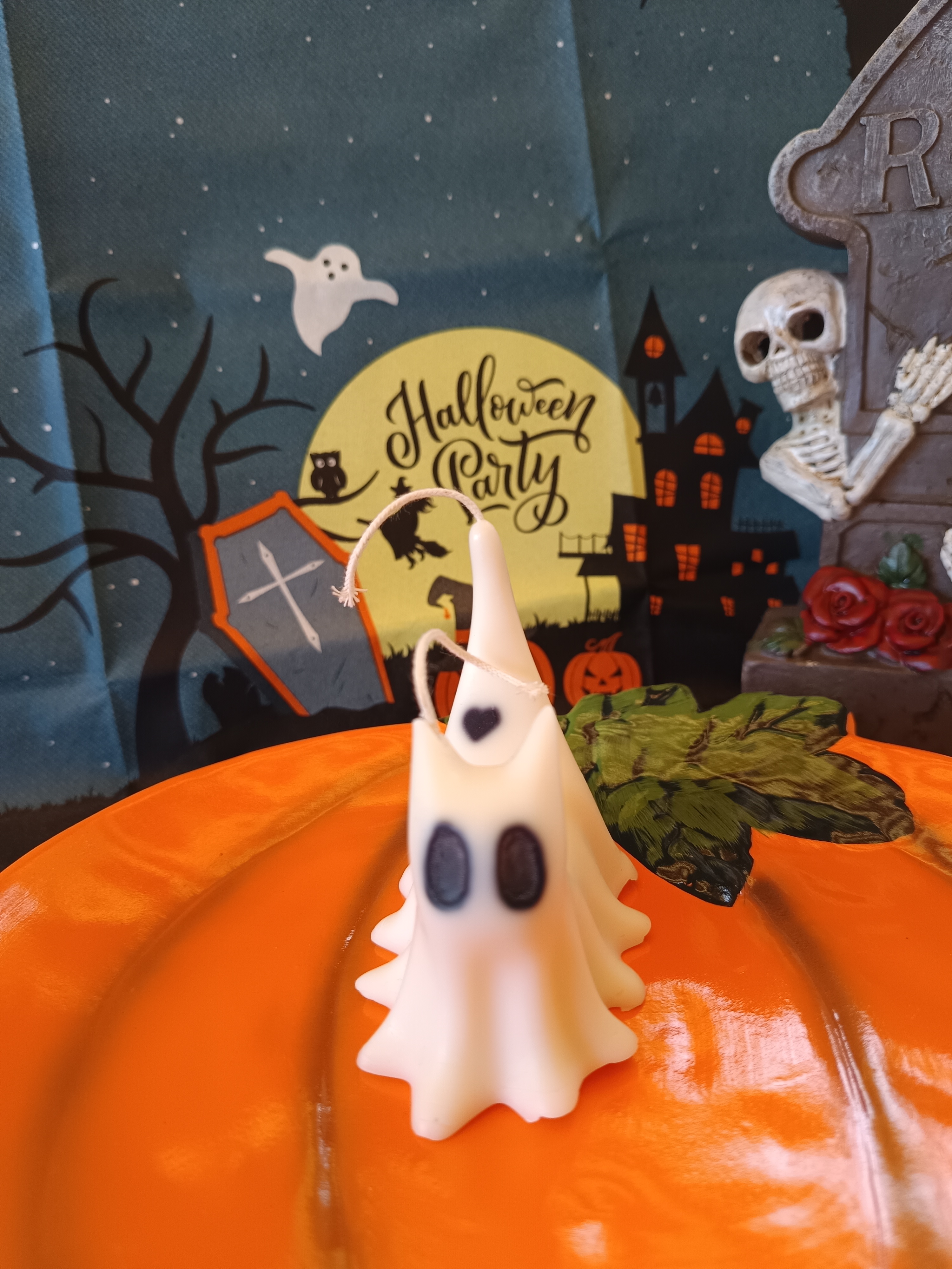 Halloween Geister-Kerzen - einzeln oder im Set - Katze flach