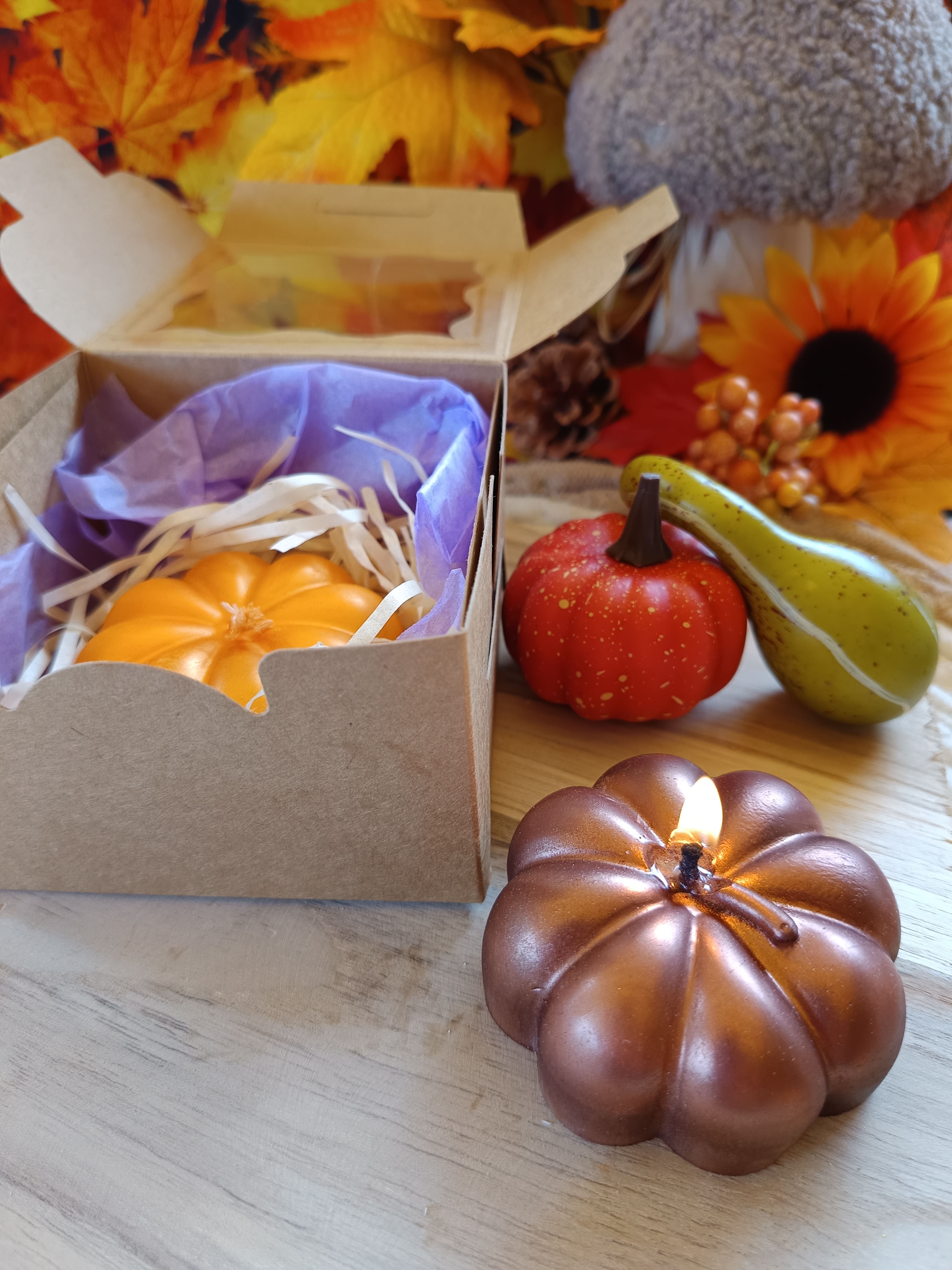 Kürbis-Kerze im Metallic Look Bronze | edel und ein absoluter Blickfang