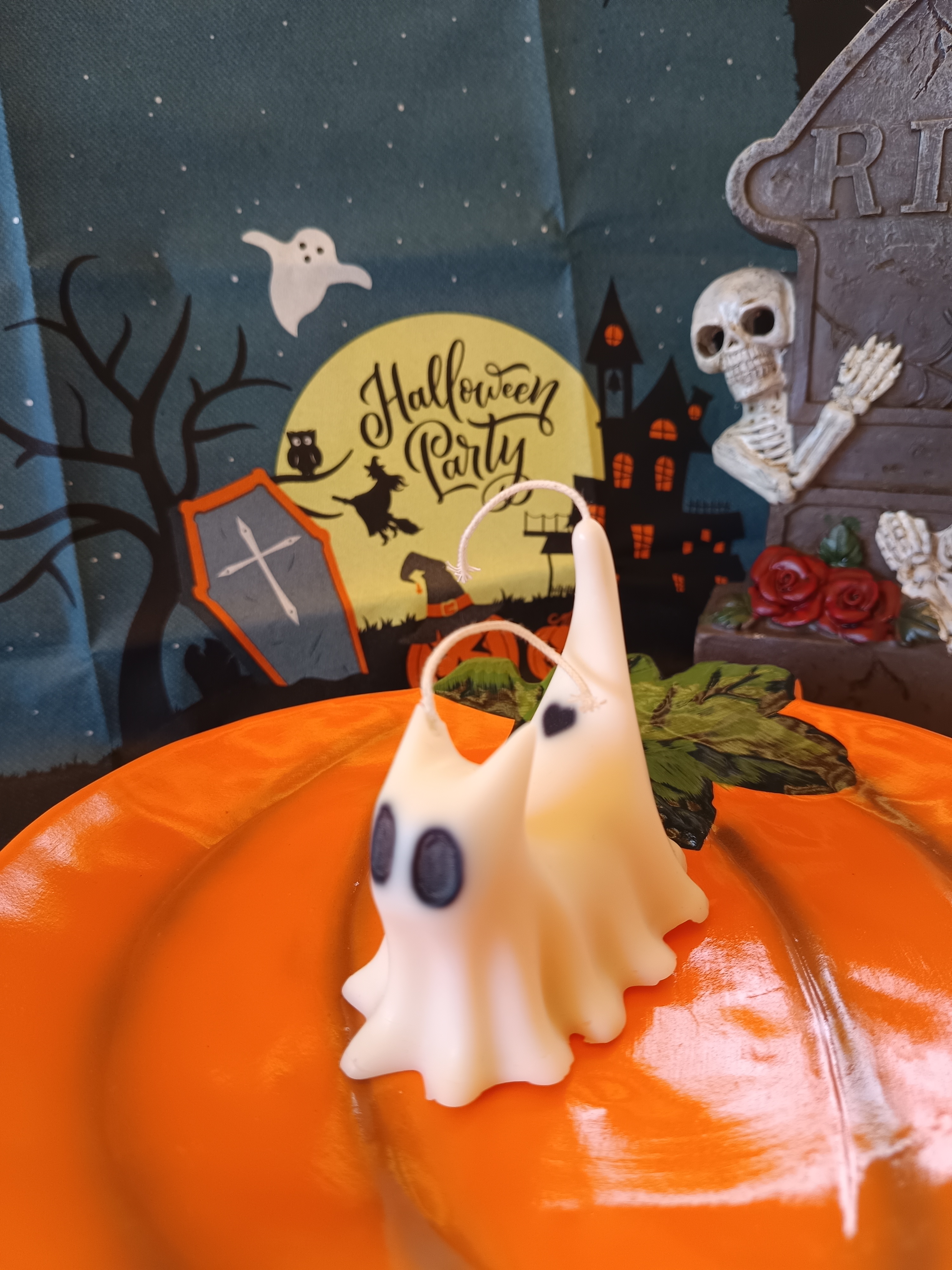 Halloween Geister-Kerzen - einzeln oder im Set - Katze flach